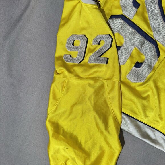 VTG FUBU 92 Football Jersey XL Yellow Silver 2000s Hip Hop Streetwear Rare - Picture 8 of 13